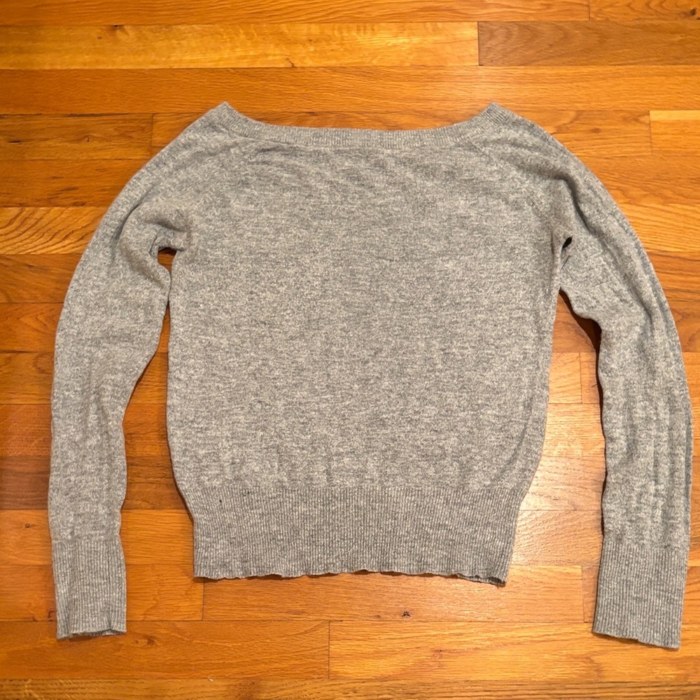 Old Navy Gray Angora Rabbit Hair Boat Neck Sweater